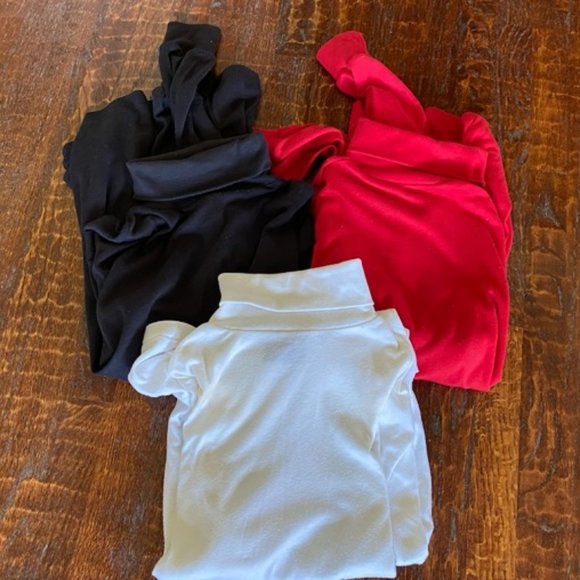Lot of 3 * VINTAGE Oakton TURTLENECKS * BLACK White & RED *made in USA* EUC * XL - Picture 2 of 6